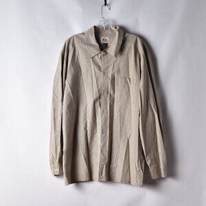 Quiksilver Mens Large Tan Patterned Button Up Long Sleeve Shirt